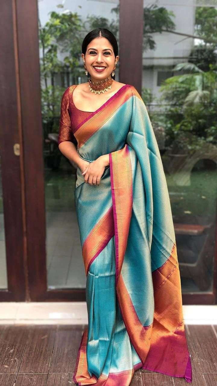 soft lichi silk Beautiful Art Silk beautiful rich pallu with...
