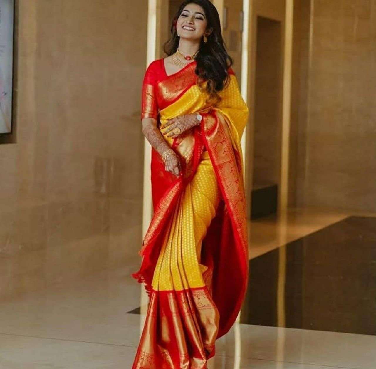 SOFT LICHI SILK FABRIC BEAUTIFUL AND RICH PALLU REGULAR WEAR...