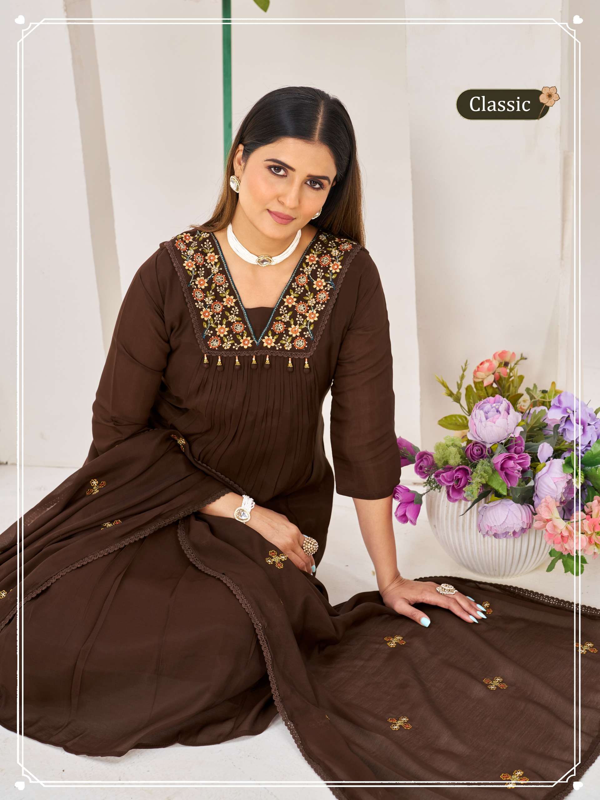 SOFT MULL CHANDERI SILK SALWAR SUIT FOR STITCHED FUNCTION BA...