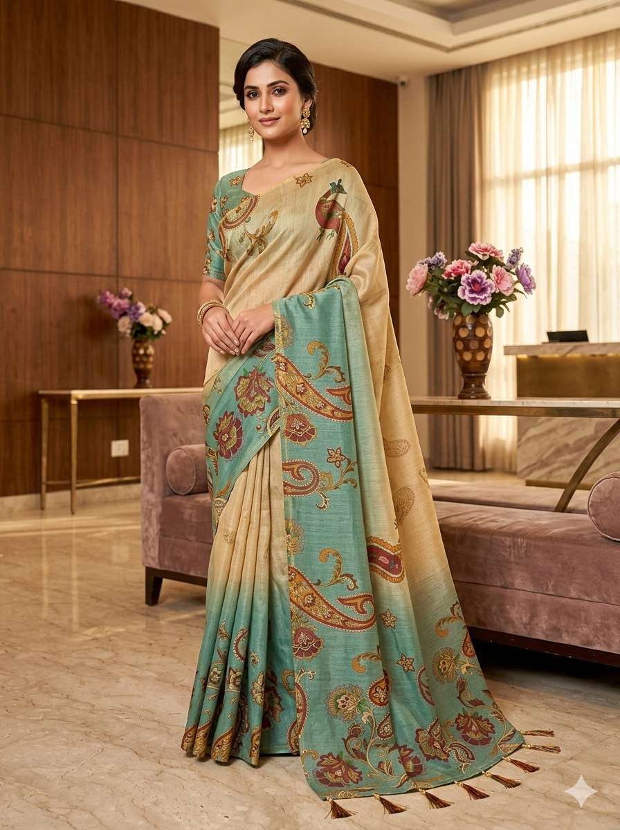 Soft premium handloom fabric Digital Print With  Rich Pallu ...