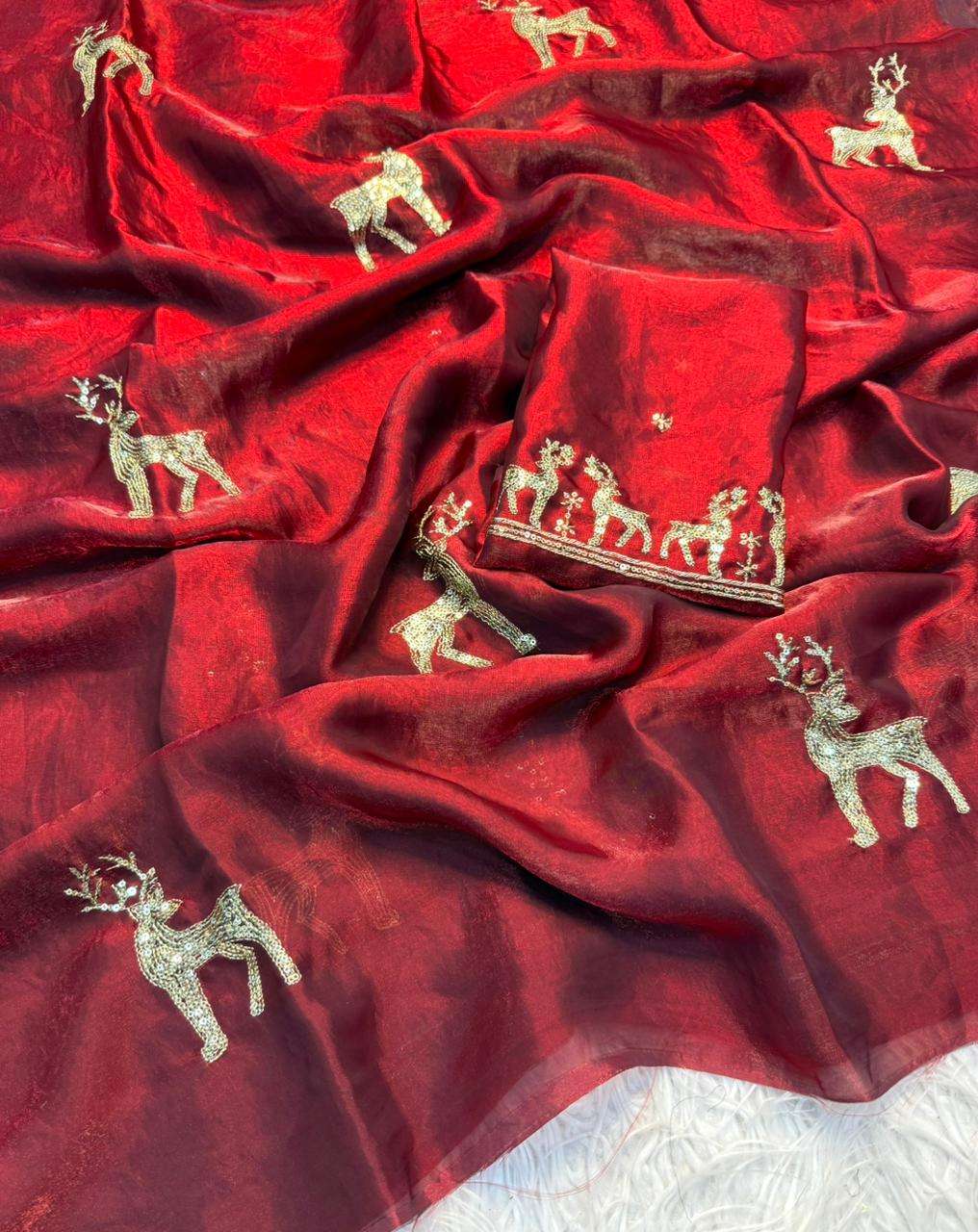 Soft Space Silk Fabric With Fancy Coding & Sequince & Thread...