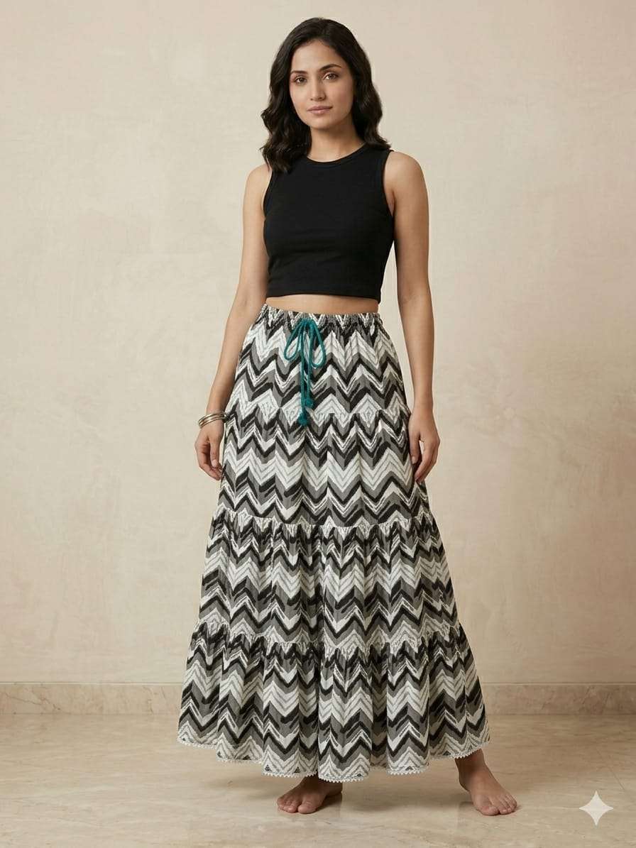 SOUTH INDIAN FASHION BEAUTIFUL COTTON PRINED SKIRT TREND SUR...