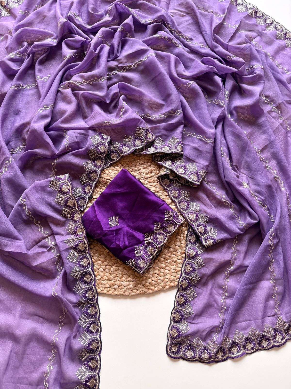 Star And fancy Georgette Fabric With Multi Colour Embroidery...