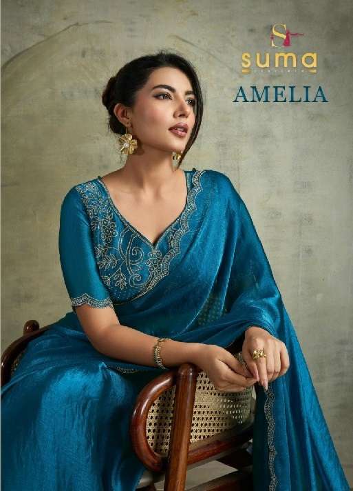 Suma Amelia 13001 To 13008 Fancy Chiffon fabric blooming wi...