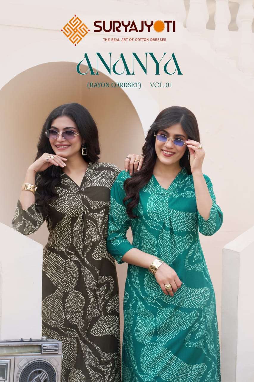 SURYAJYOTI ANANYA VOL 1 KALI WITH A LINE RAYON PRINT FLAIR C...