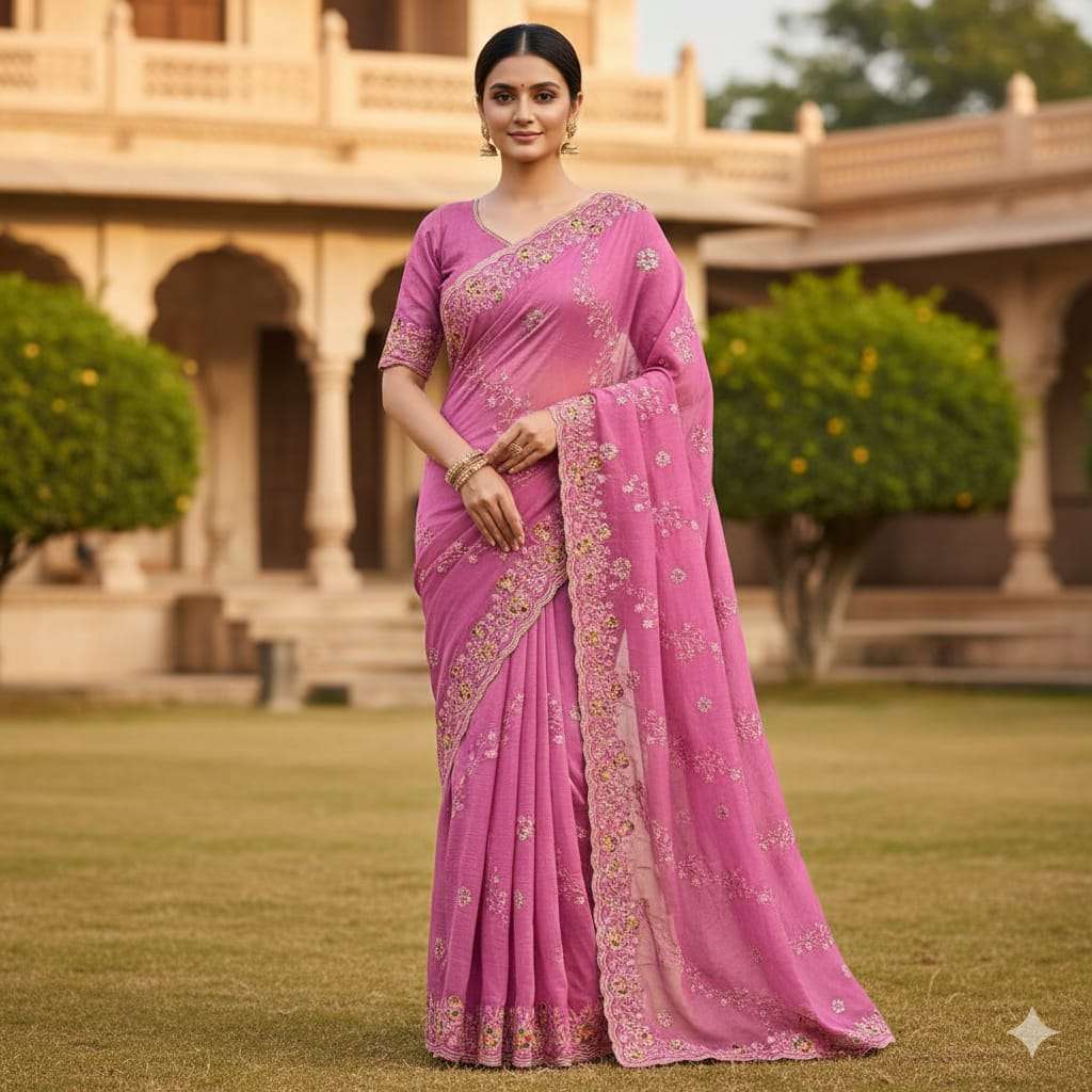 This delicate floral Elegant and fancy Embroidered Crunchy r...