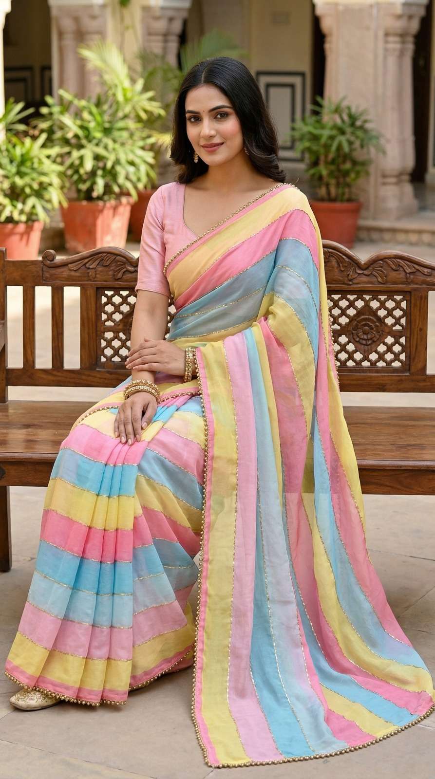 this saree will make you miss the rain arya beautiful rainbo...