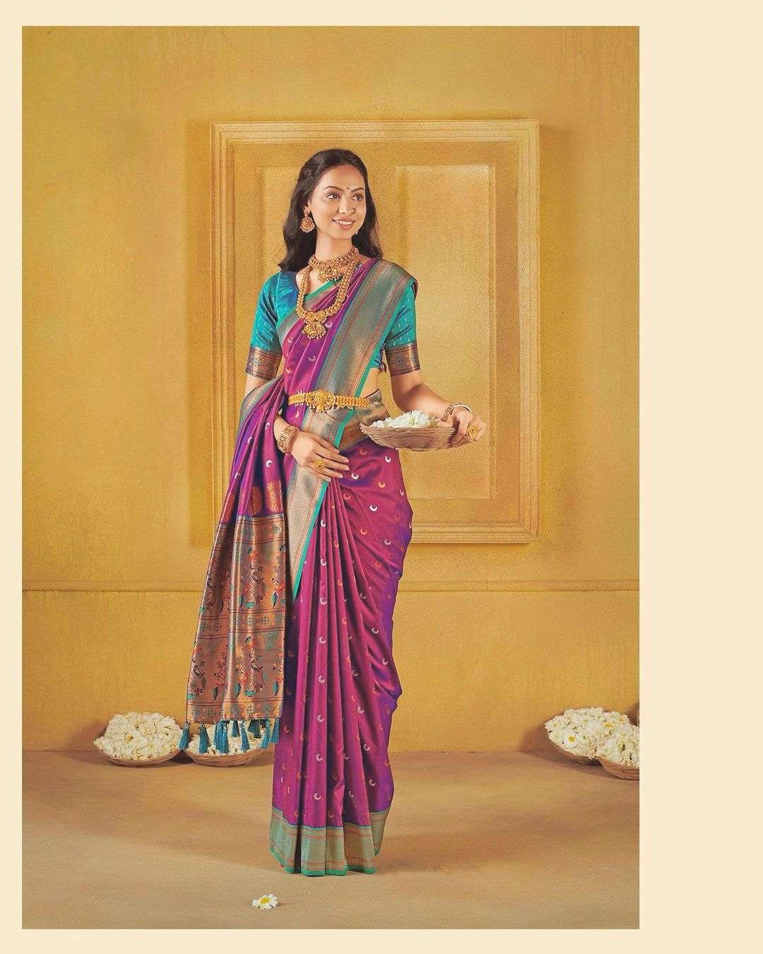 twirling Soft and pure Pethani silk super fabric with half m...