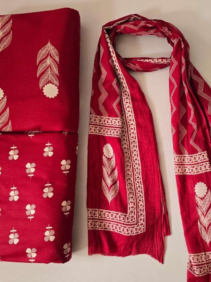 UNSTITCHED DRESS MATERIAL 3 PIECE PRINTED SUITS MULMUL COTTO...