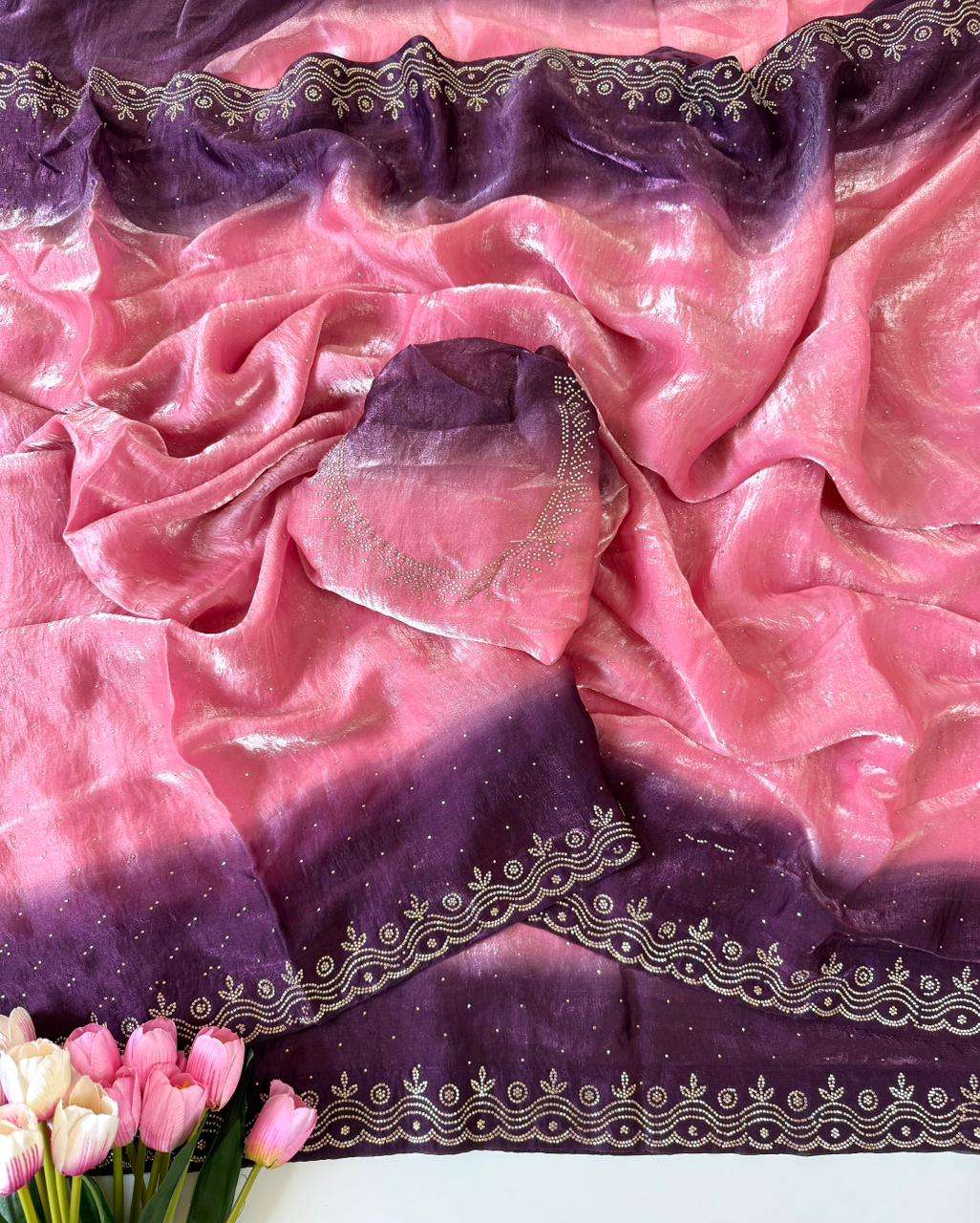  Valli shiny and stuning soft Fancy Satin Fabric With Beauti...