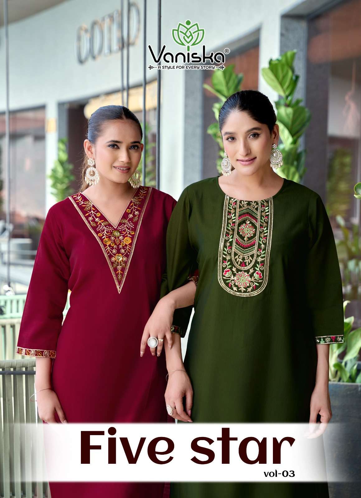 VANISKA FIVE STAR VOL 3 SILK HEAVY EMBROIDERY NECK KURTI FOR...