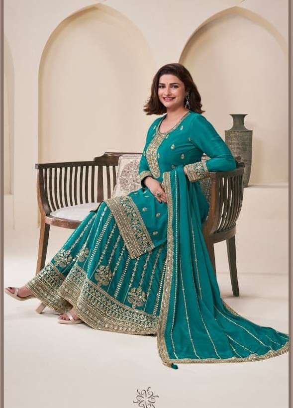 VINAY SANGEET HEAVY EMBROIDERED UNSTITCH SHARARA SUIT AT FUN...