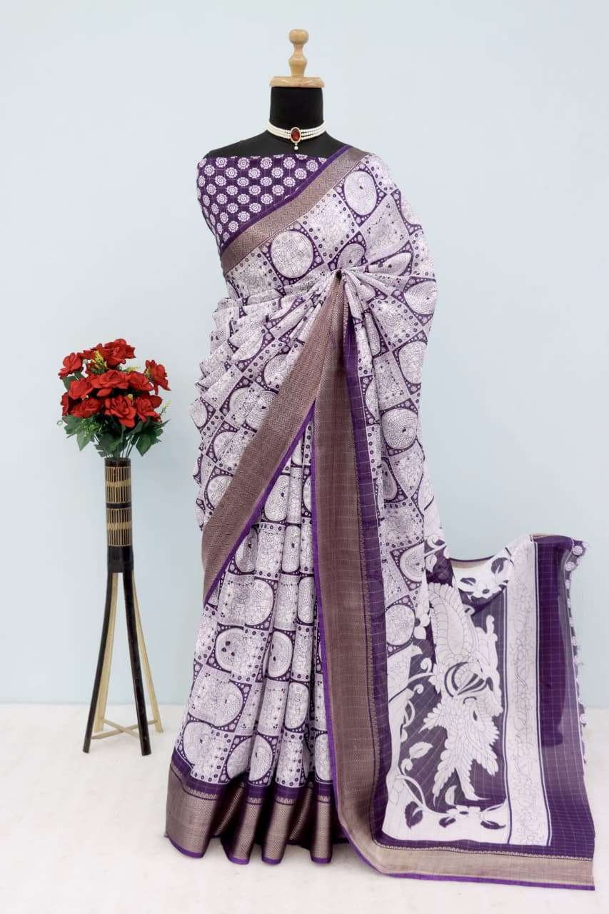 WHITE KALAMKARI WITH DOLA CHEX FABRIC WITH BEAUTIFUL KALMKAR...