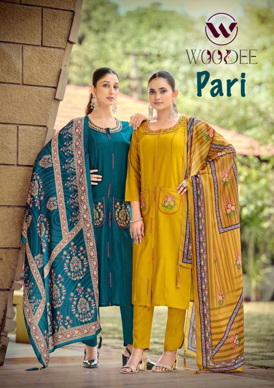 WOODEE PARI GOOD QUALITY RAYON READYMADE POCKET KURTI PANT H...