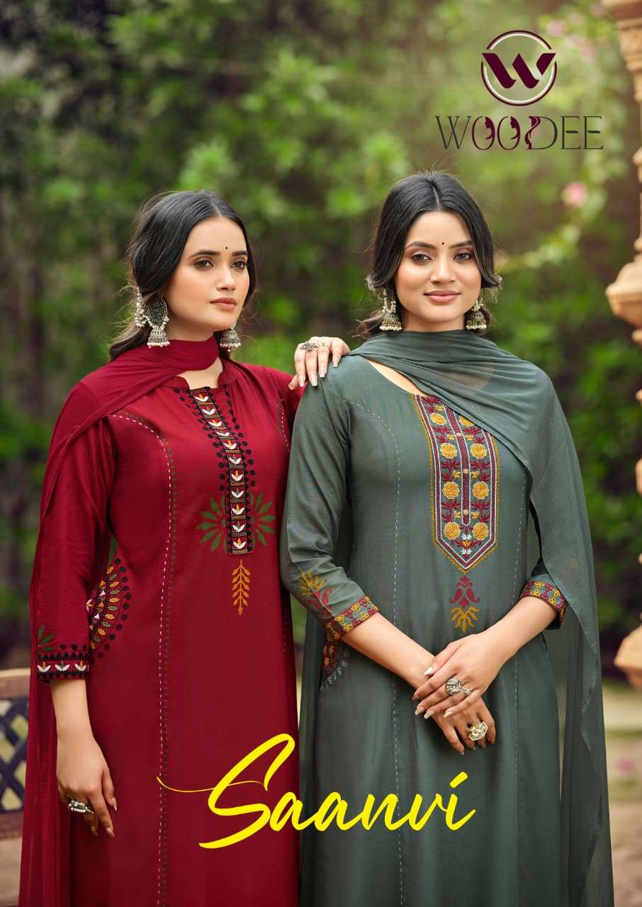 WOODEE SAANVI BRAND QUALITY RAYON A LINE 3 PCS CONCEPT WITH ...