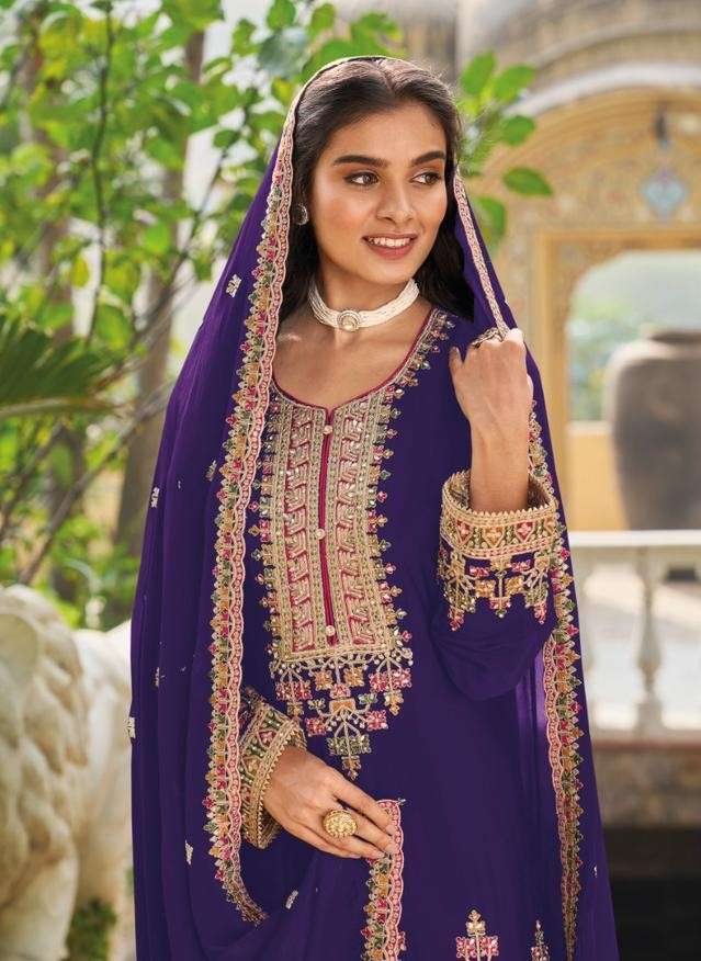 YOUR CHOICE PREET BOLLYWOOD LOOKING CHINON EMBROIDERY TOP PA...