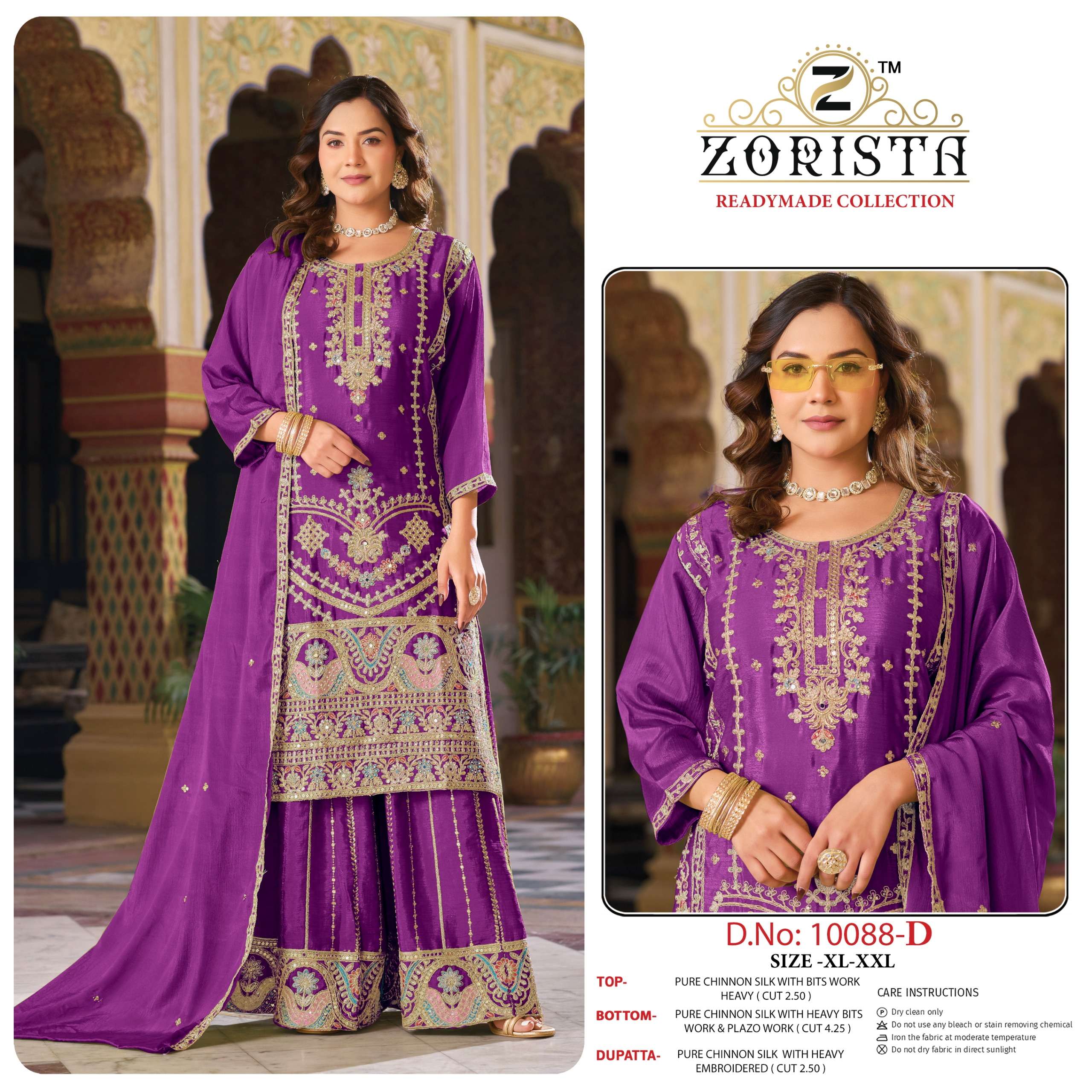 ZORISTA READYMADE COLLECTION 10080 SILK WITH EMBRODERY SHARA...