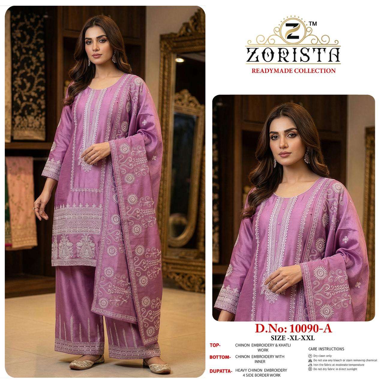  ZORISTA READYMADE COLLECTION 10090 CHINON SILK WITH EMBRODE...