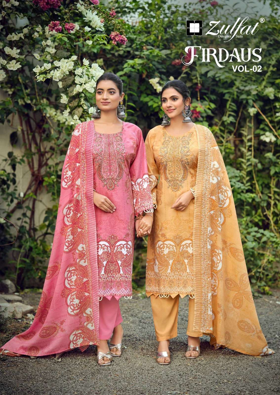 ZULFAT DESIGNER SUITS FIRDAUS VOL 2 COTTON EXCLUSIVE PAKISTA...