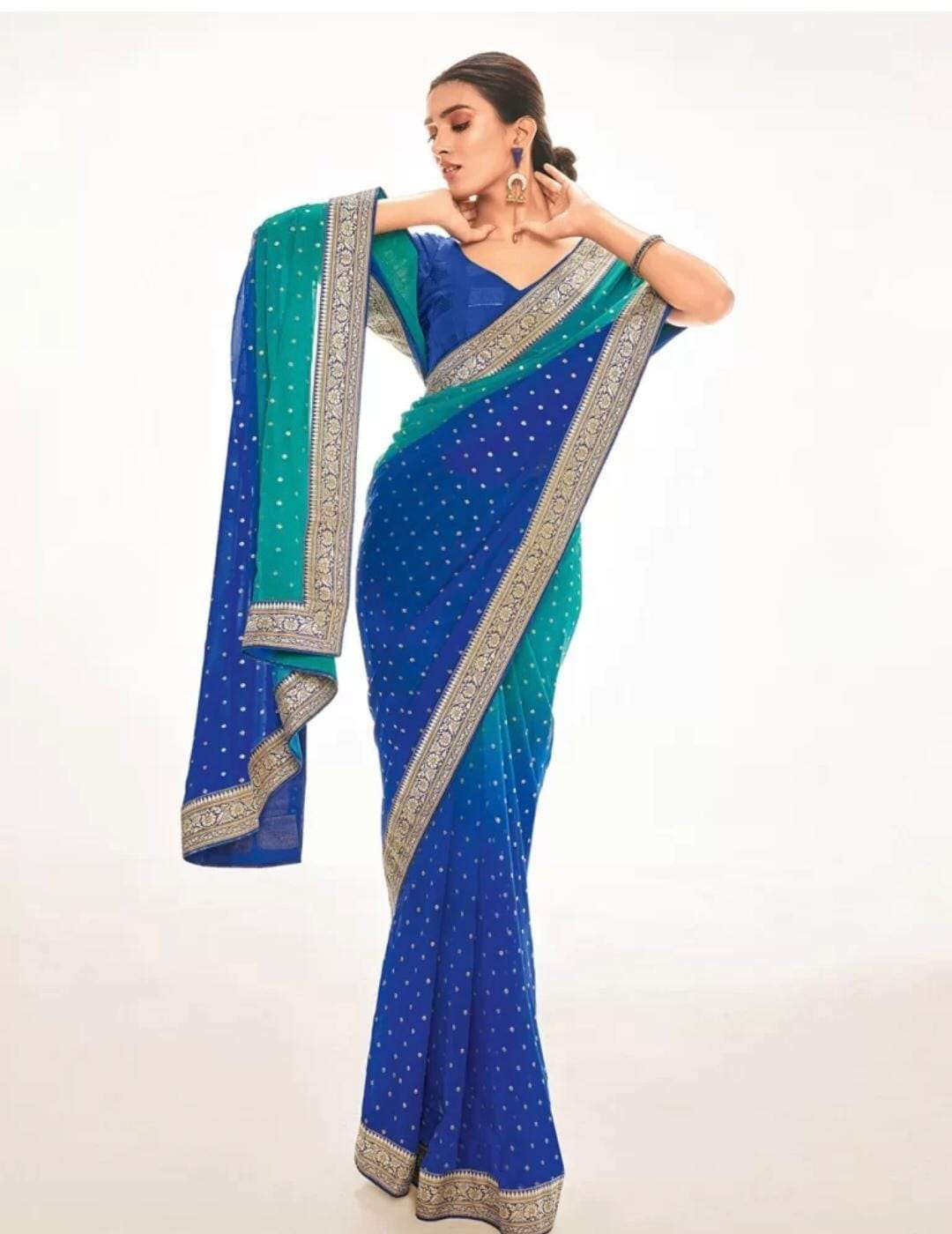 2 beautiful georgette fancy and designer party wear fabric s...