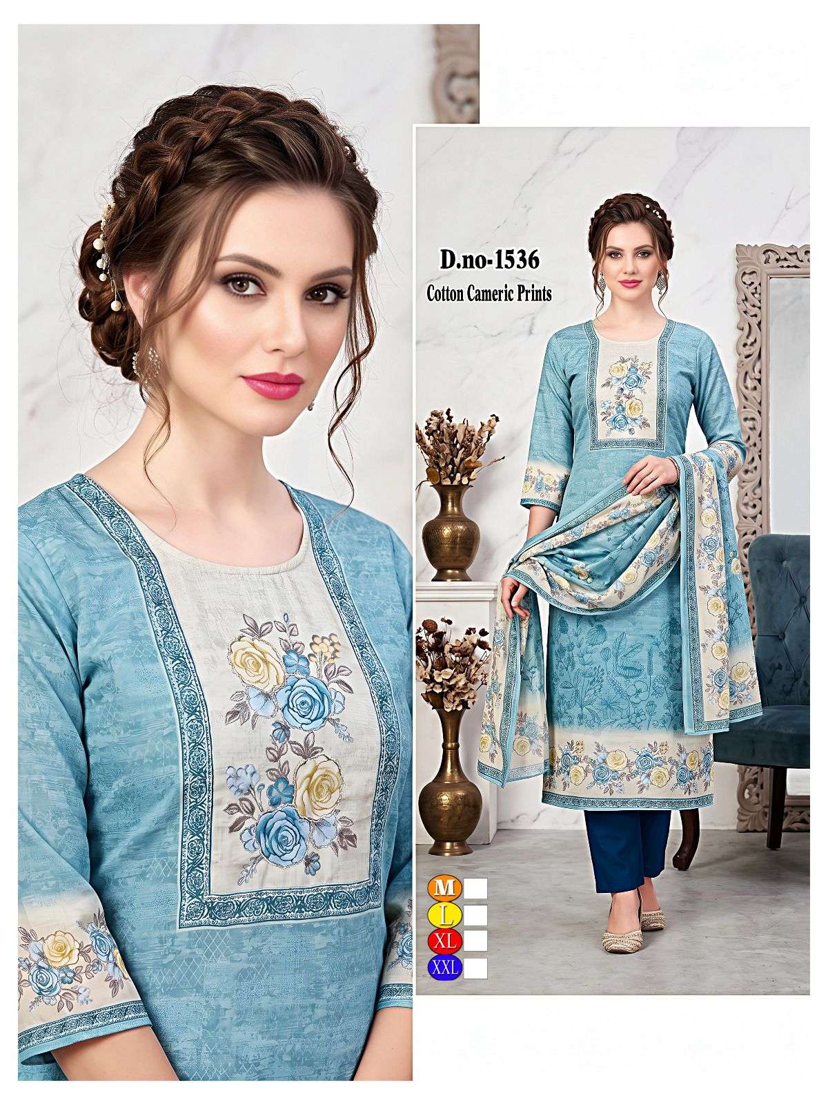 3 PIECE COLLECTION COTTON PRINTS READYMADE SALWAR SUIT FOR Y...