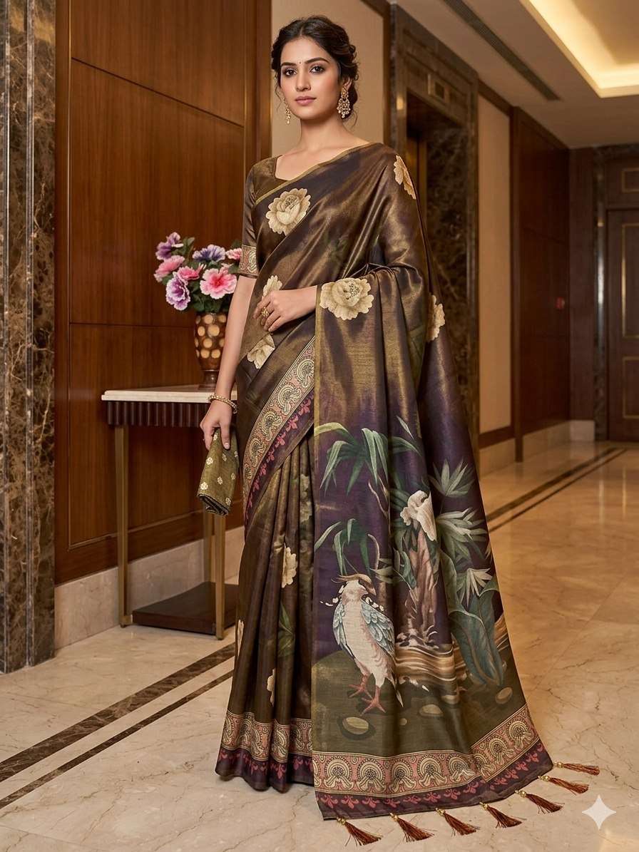 A beautiful blend of deep royal Soft premium handloom fabric...