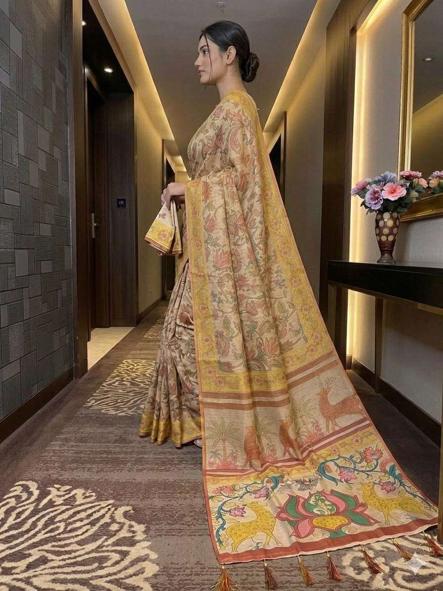 A beautiful blend of  handloom deep royal purple and natural...
