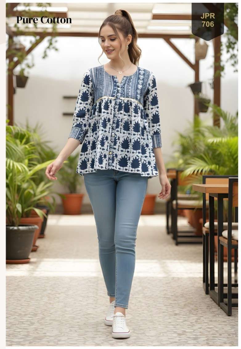 AARADHYA VOL 21 JAIPUR PRINT COTTON TOPS FOR WOMEN FASHION D...