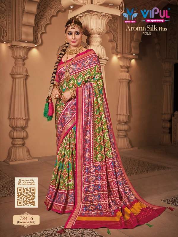  ADORN VIPUL MIX PATOLA SMOOTH PATOLA SILK FABRIC WITH DESIG...