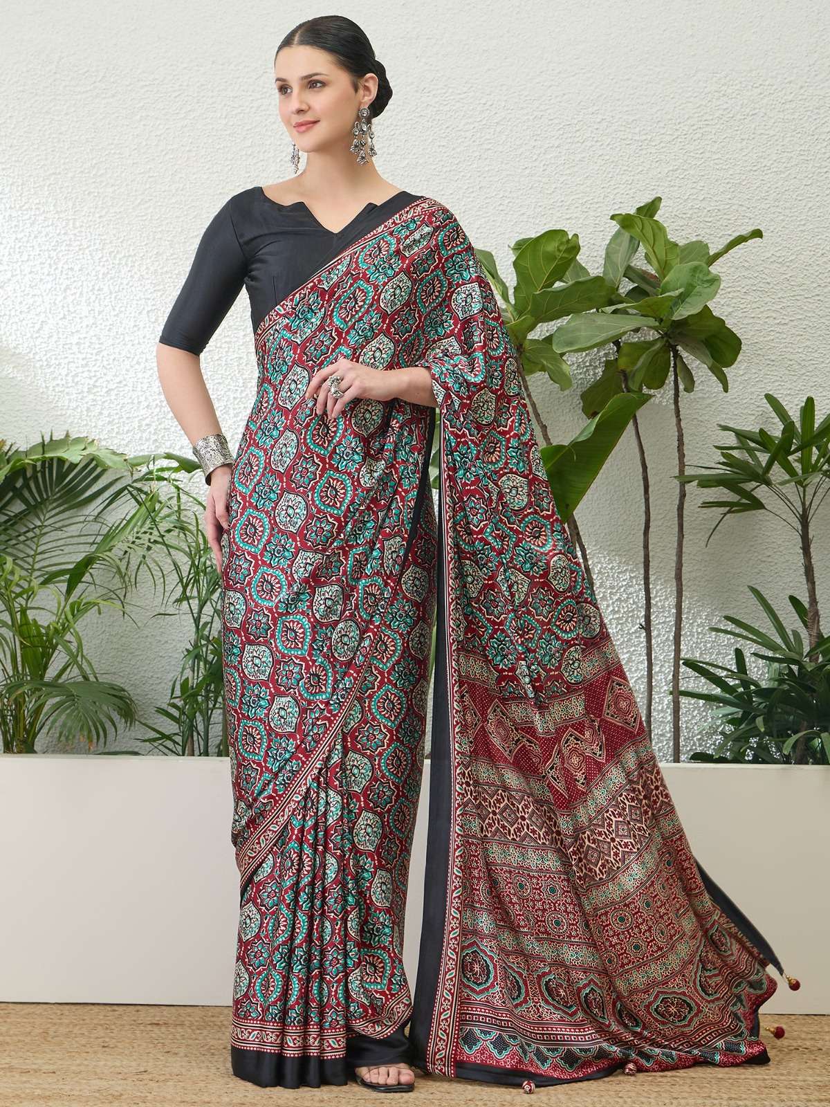  Ajrakh Luxe Semi Modal Comfortable Fabric Regular Summer We...