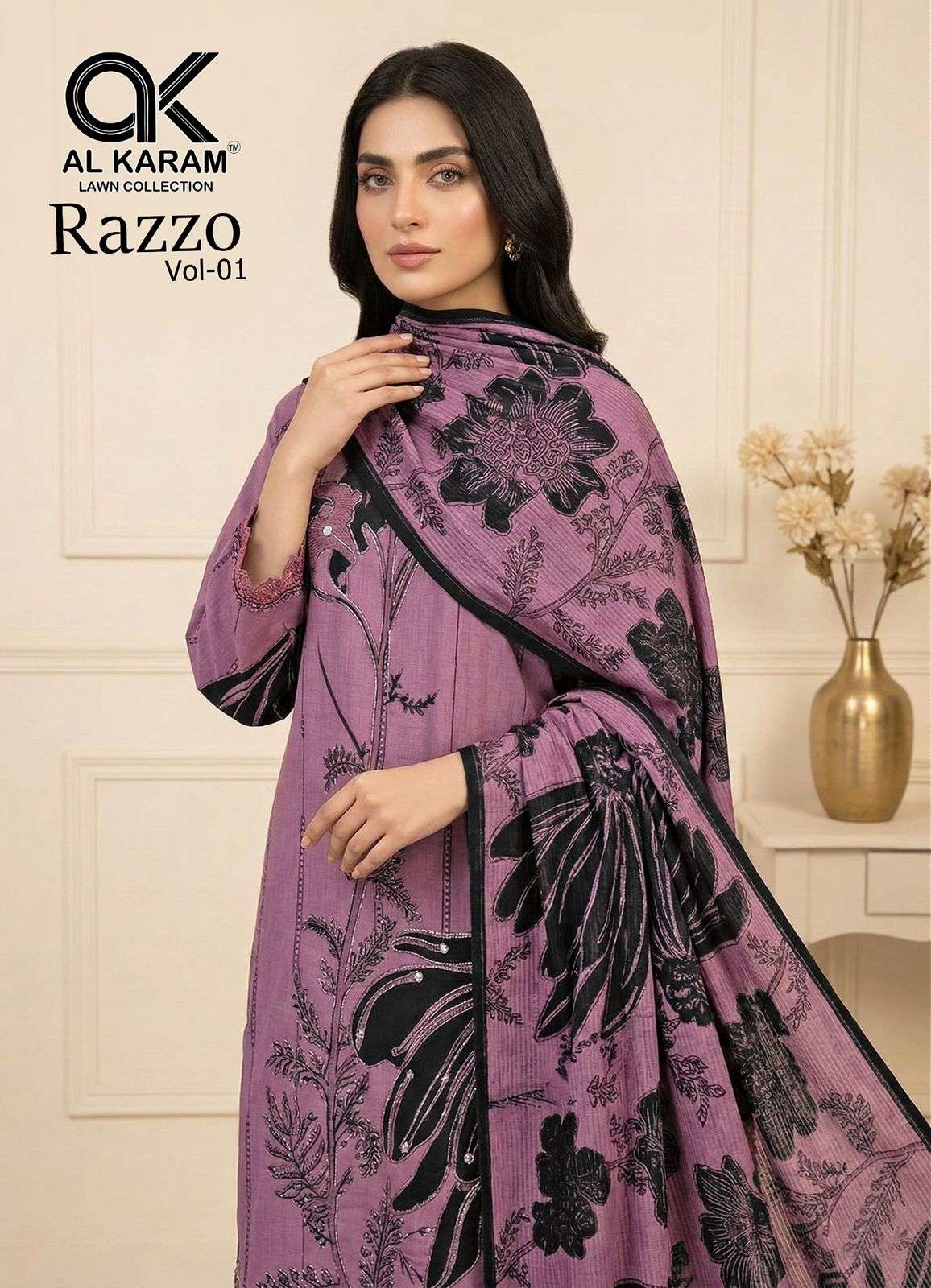 AL KARAM RAZZO VOL 1 REYON COTTON WITH HAND WORK SUIT SIMPLE...