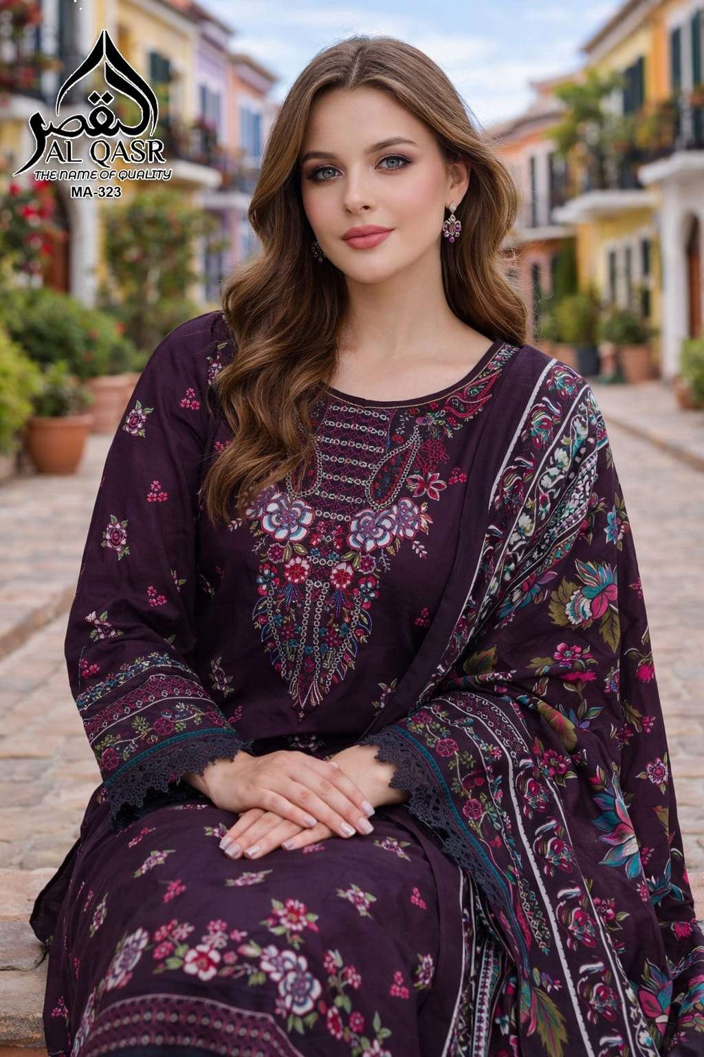AL QASR 323 LAWN COTTON WITH BEAUTIFUL LACE SALWAR SUIT FOR ...