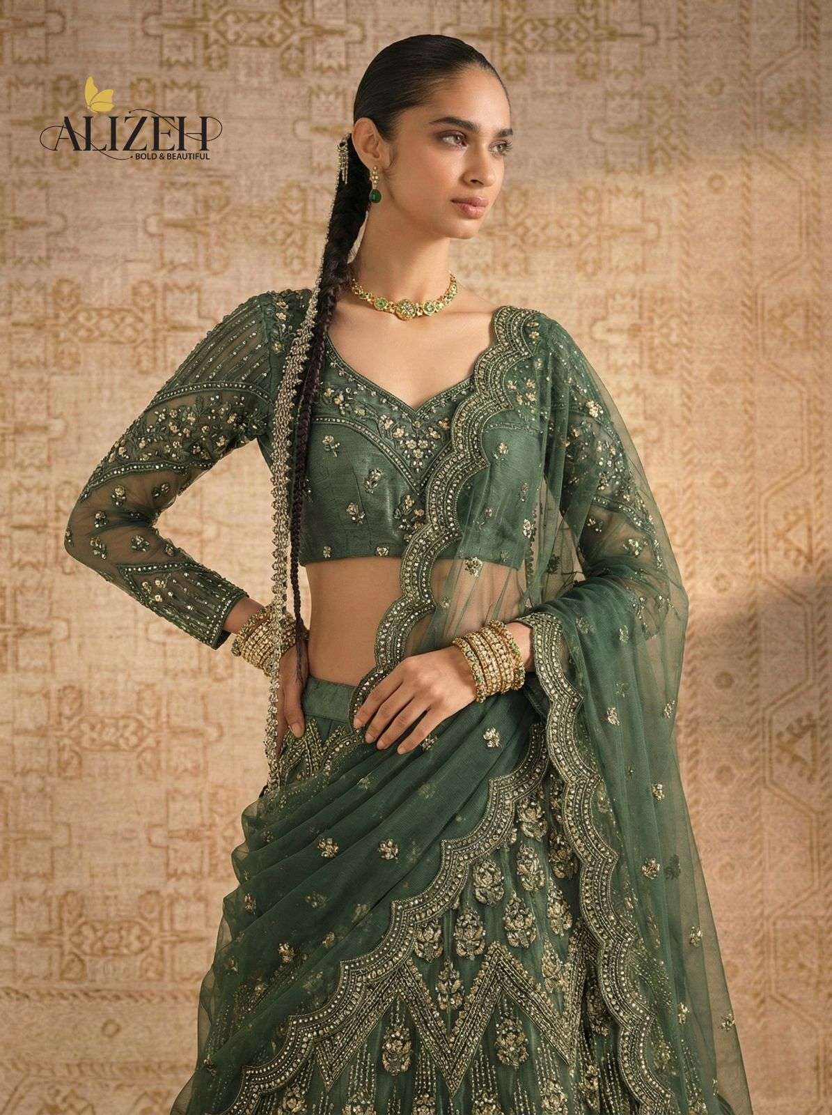 ALIZEH 1084 COLOURS CRASFTSMANSHIP SILK BEAUTIFUL FANCY FABR...