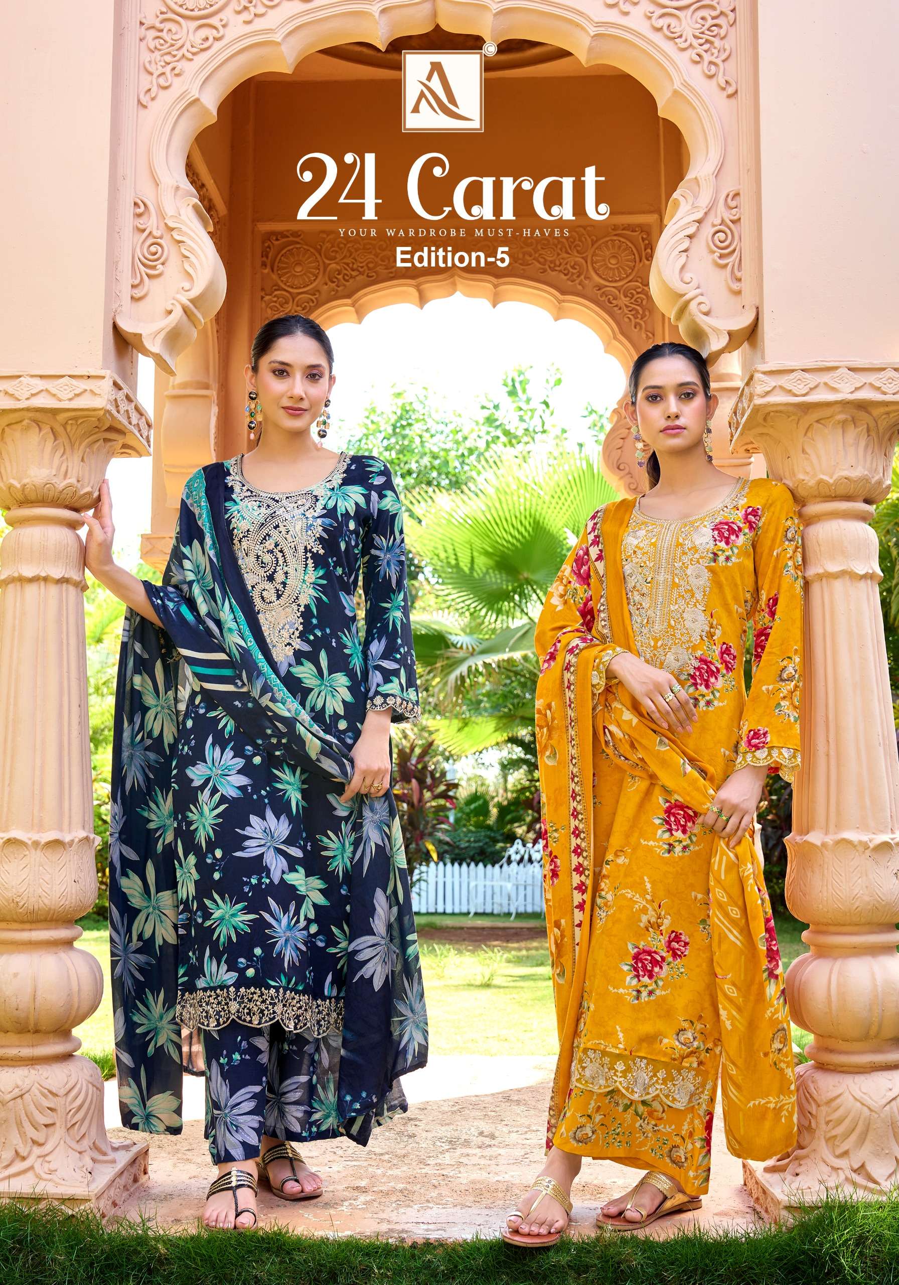 ALOK SUIT 24 CARAT VOL 5 VISCOSE RAYON DESIGNER PRINT SALWAR...