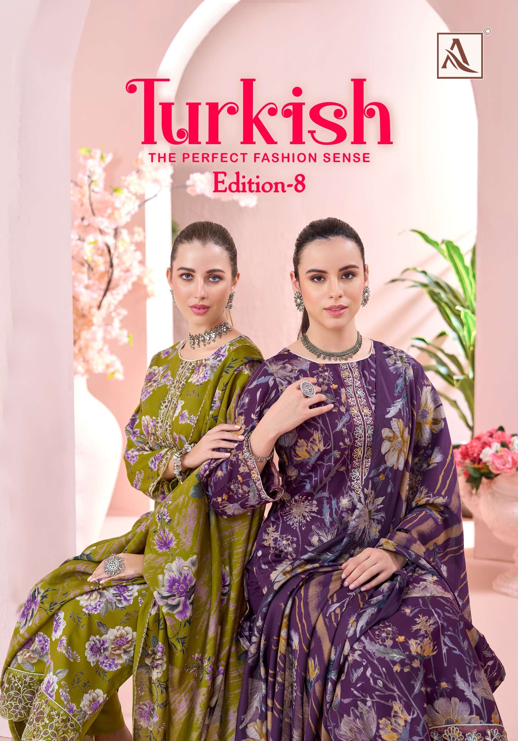 ALOK SUIT TURKISH VOL 8 NEW BRAND COTTON FLOWER DESIGN UNSTI...