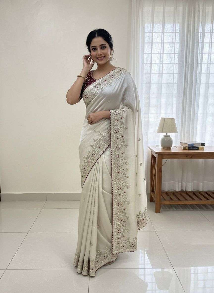 Amira 2 Pure and Fancy Satin fabric saree like there is on t...