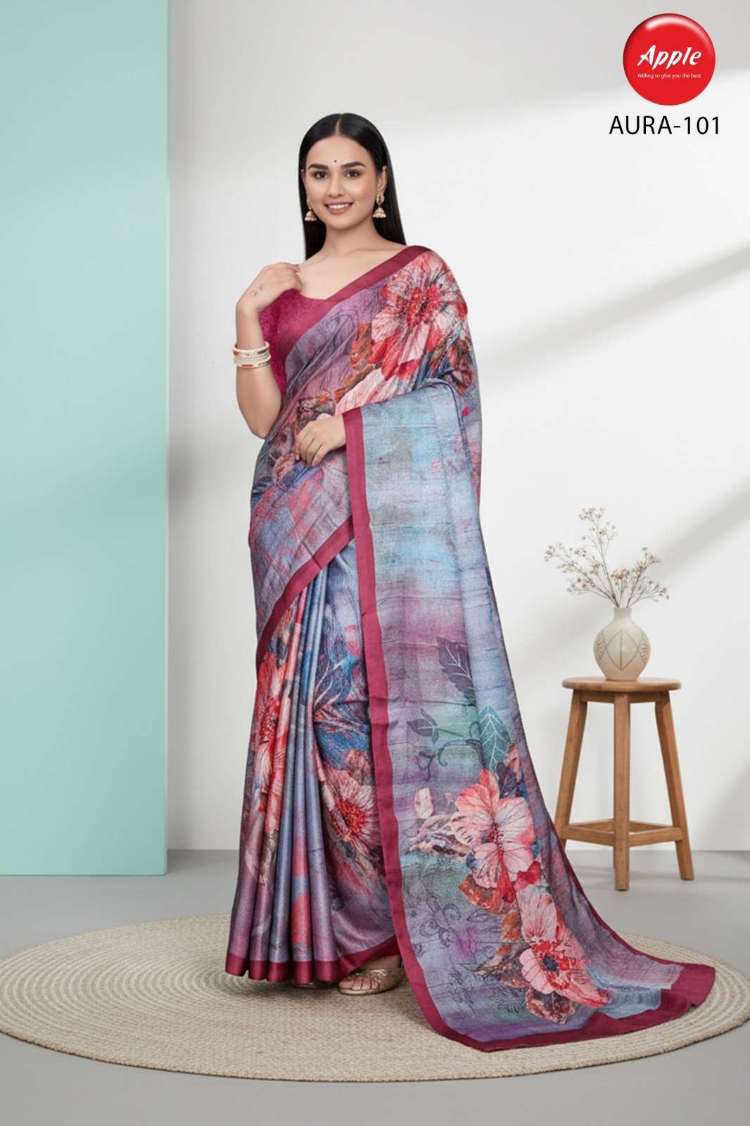 APPLE AURA VOL 1 GAJI MODAL SATIN FANCY FABRIC WITH ABSTRACT...