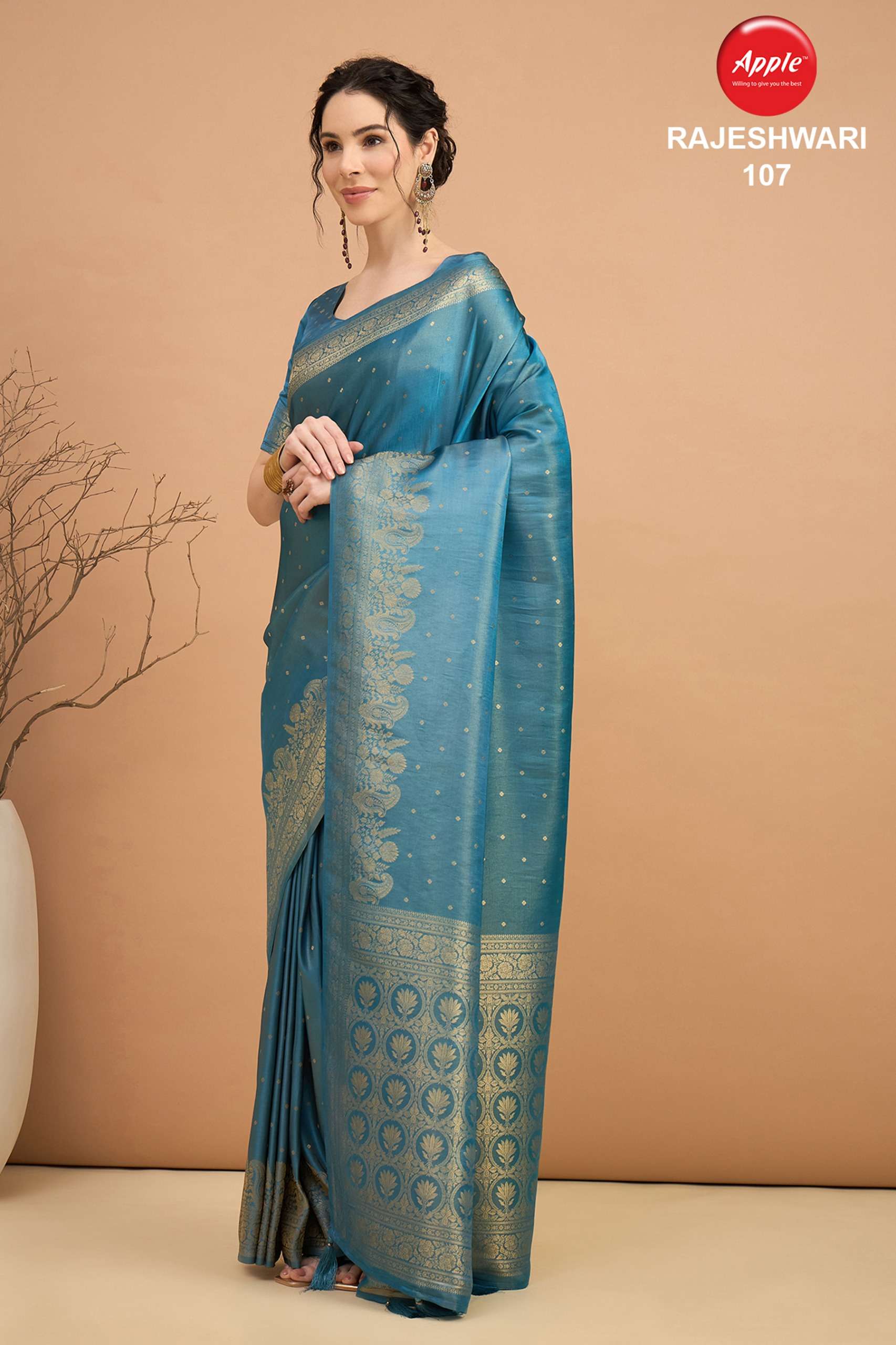 APPLE RAJESHWARI VOL 01 SARTIN TISSUE SOFT FABRIC ELEGANCE A...