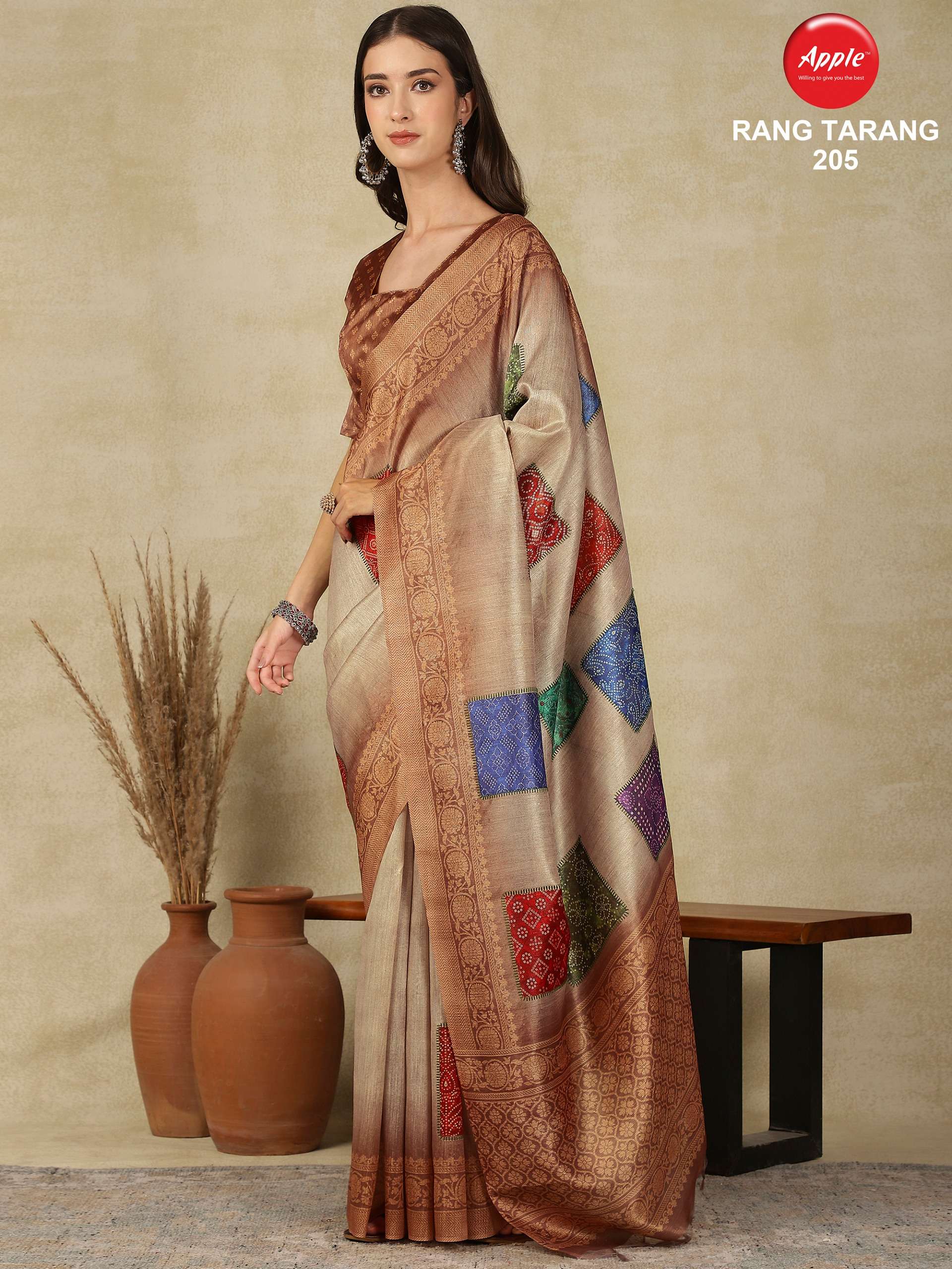 APPLE RANG TARANG VOL 02 FANCY ART DHAPION SILK FABRIC WITH ...