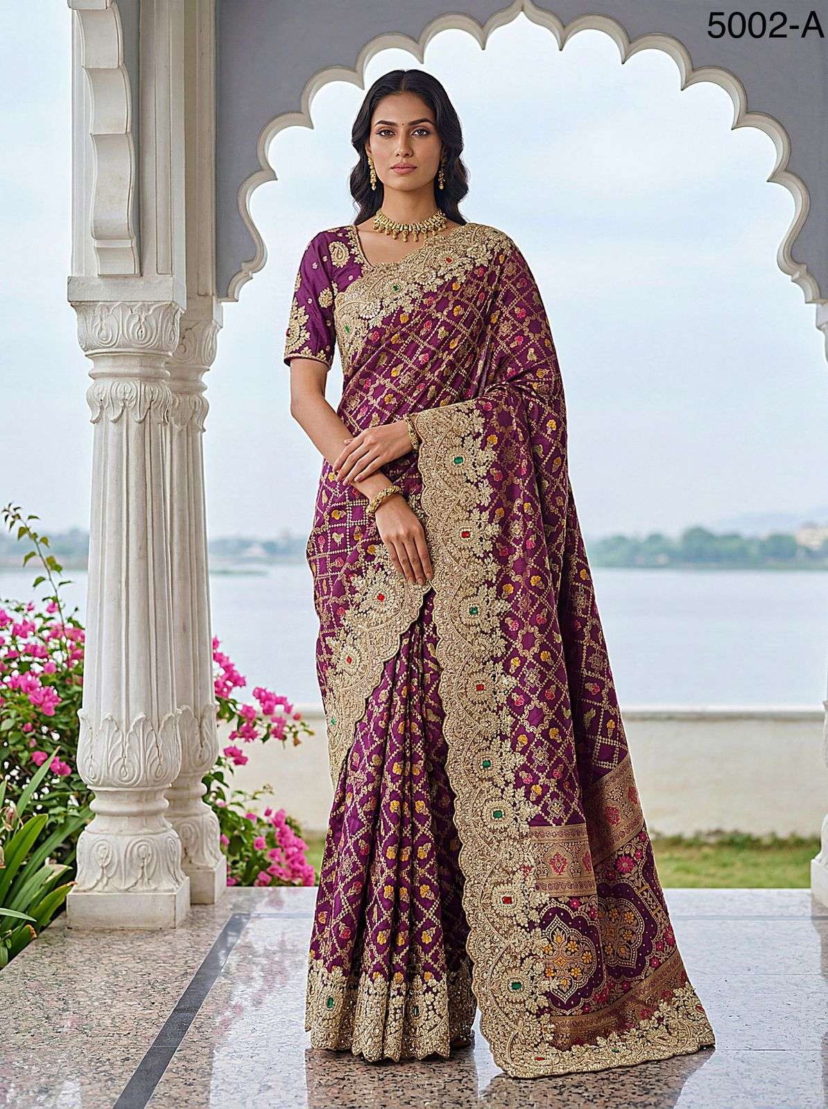 Attractive Pattern Designer Gabana Silk fabric with fancy Em...