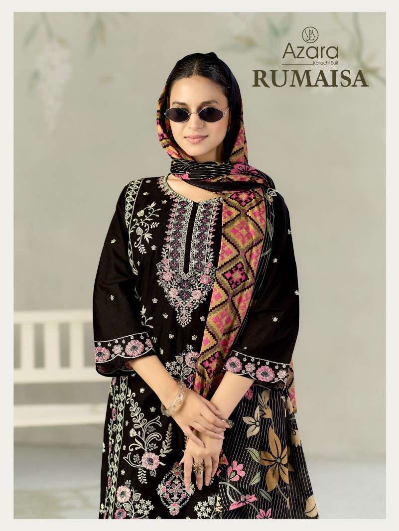 AZARA RUMAISA PURE LAWN COTTON PAKISTANI EMBROIDERY SUIT FOR...