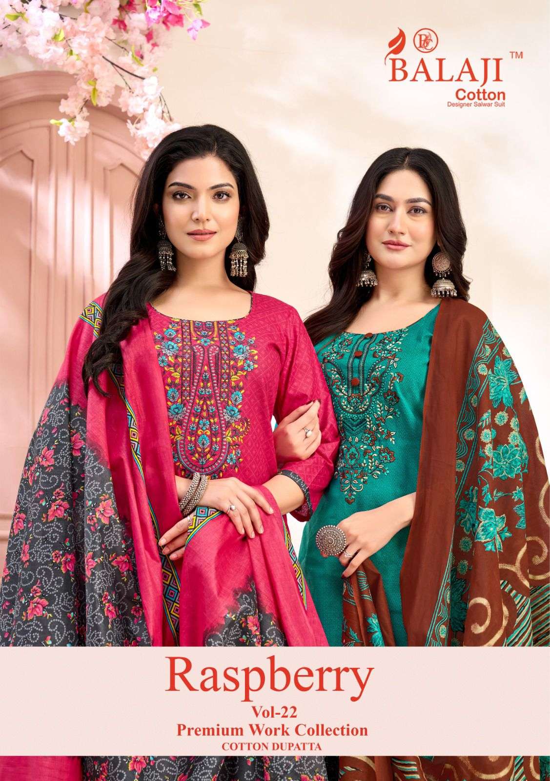 BALAJI COTTON RASPBERRY VOL 22 COTTON PRINTED WITH WORK SALW...