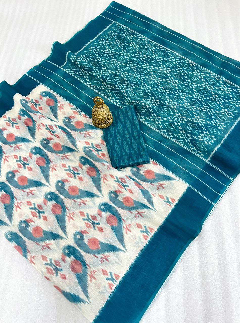 beautiful and Plain Linen fancy fabric with simple Digital P...