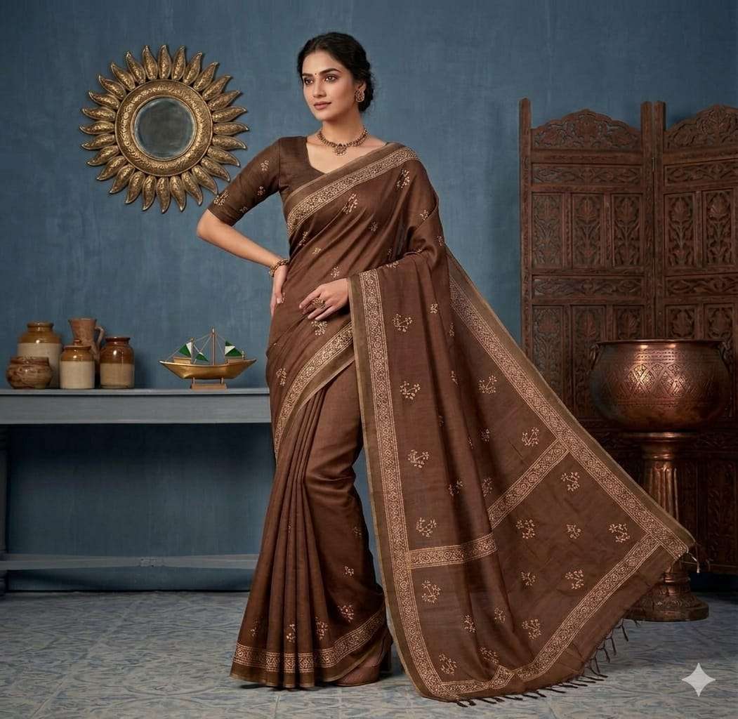 BEAUTIFUL AND PURE COTTON TUSSAR SILK SAREE FANCY AND SOFT F...