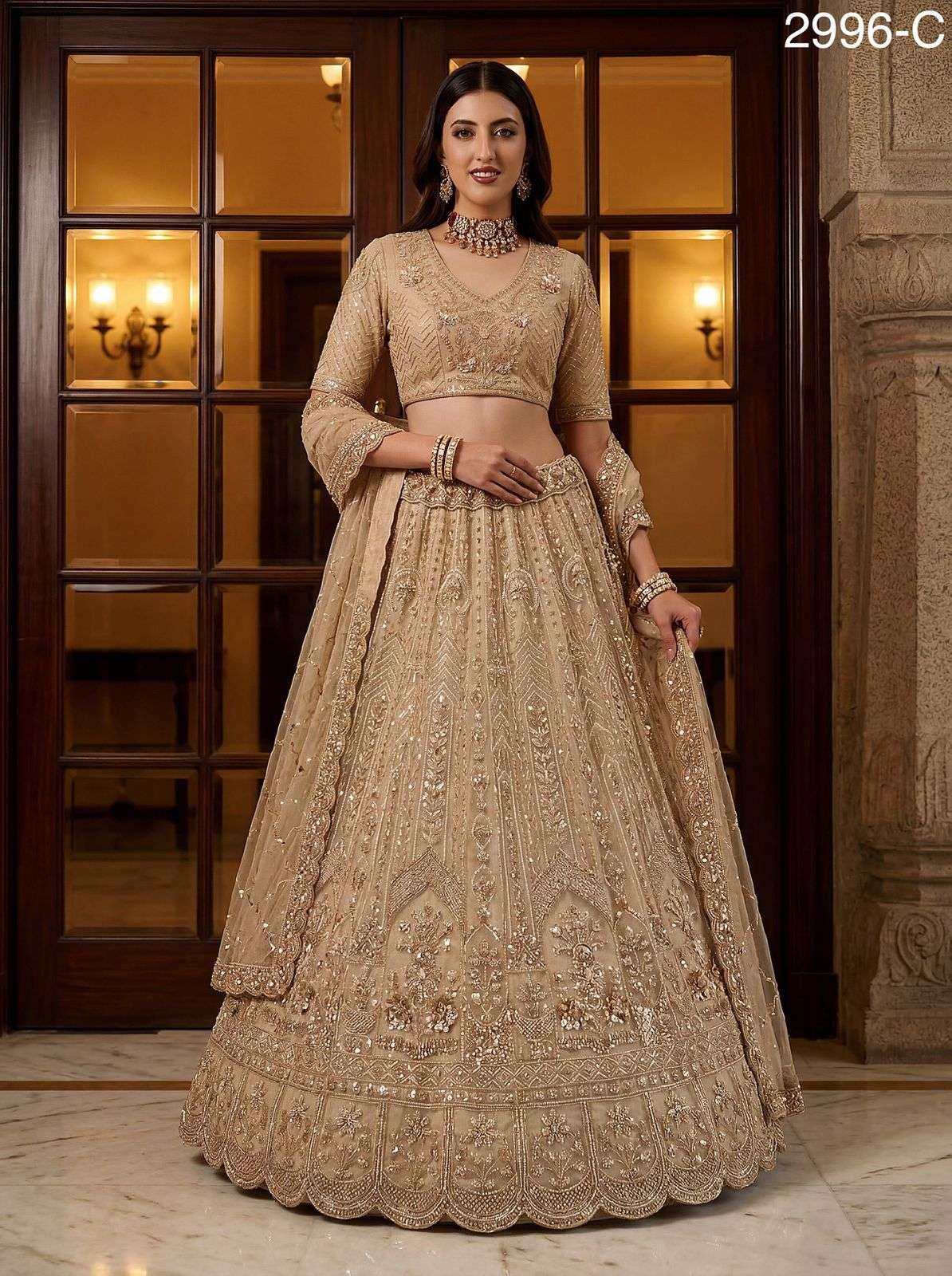 Beautiful Beads heavy Bridal Net fabric and Motif Handwork P...