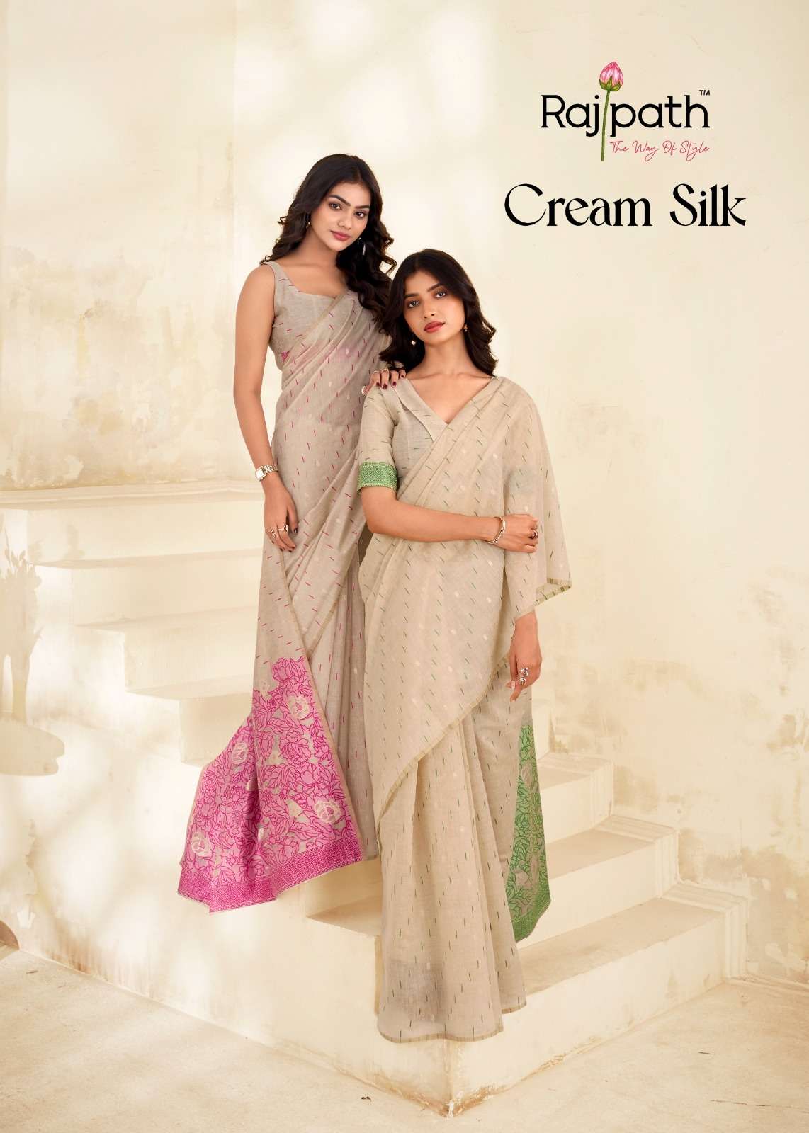 beautiful Rajpath fabrics Cream Silk fancy and soft Modal Co...