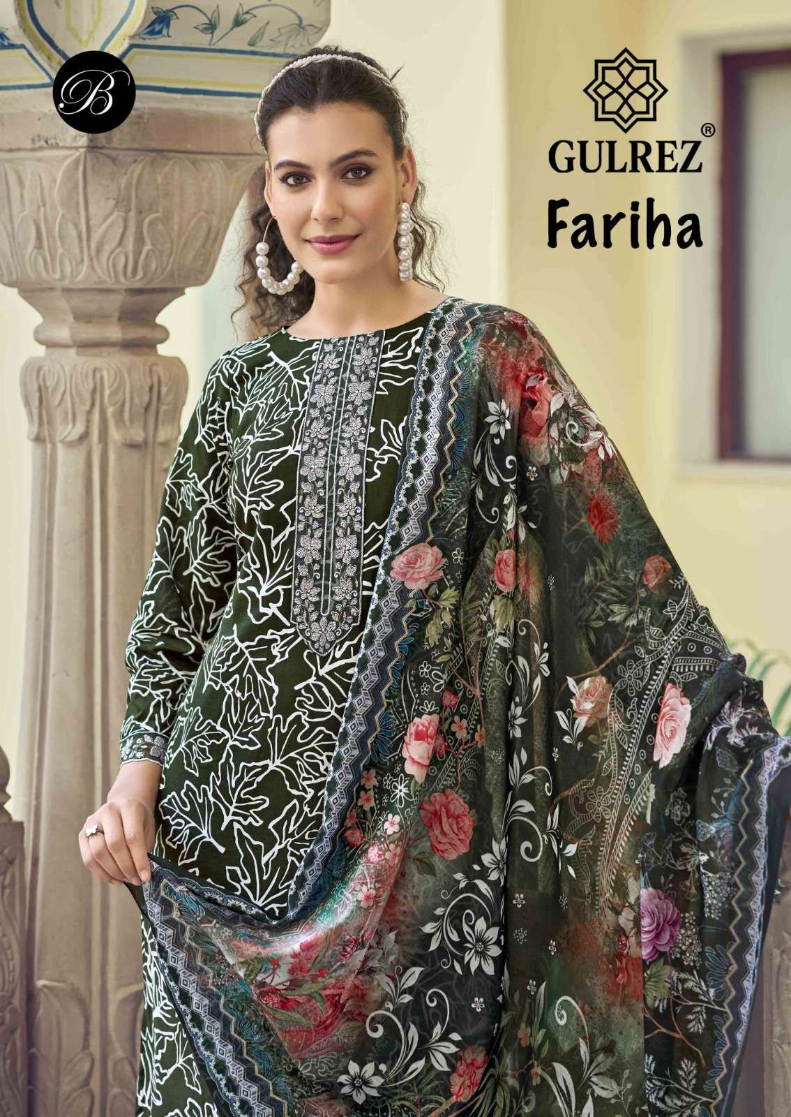 BELLIZA FARIHA PURE COTTON FLOWER PRINT MATERIAL SUIT FOR LA...