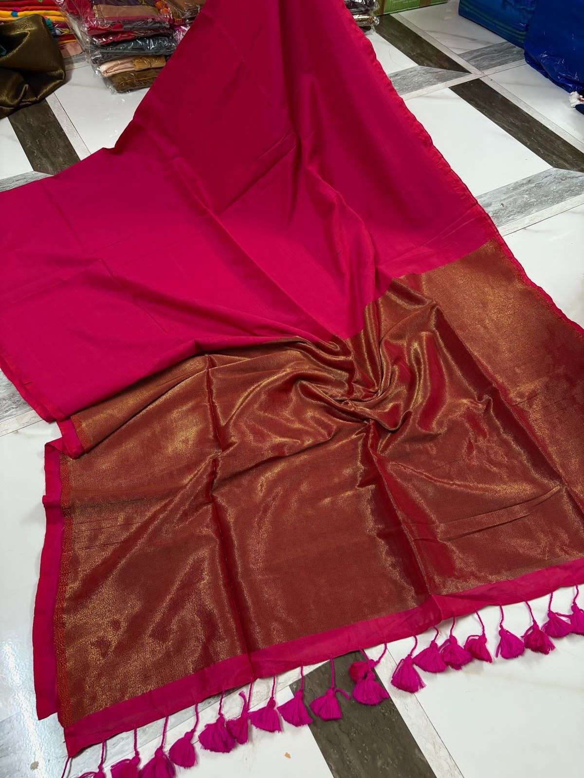  CLASSIC  RESTOCKED  SOLID KHADI ZARI PALLU PURE  KHADI COTT...