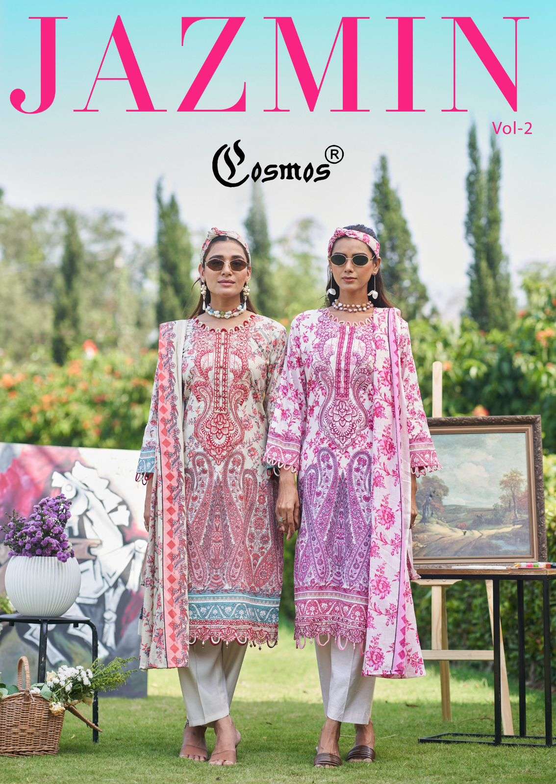 COSMOS FASHION JAZMIN VOL 2 LAWN COTTON BEAUTIFUL WORK PAKIS...