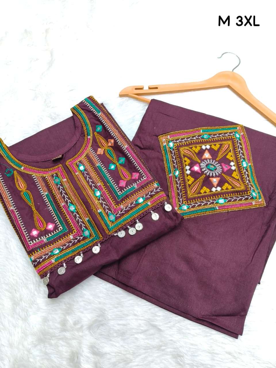 COTTAN FABRIC WITH RAJWADI PATCH WORK KURTI PANT FOR WOMEN R...